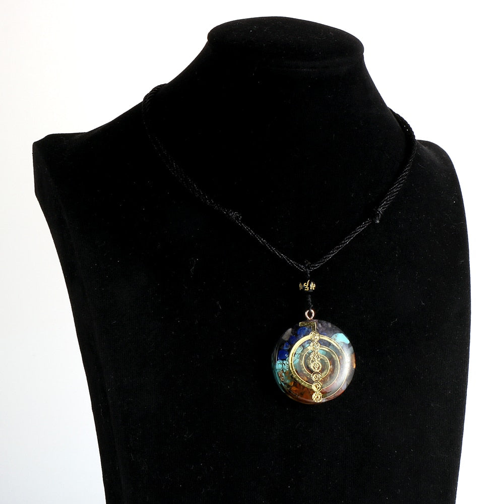 Energy Generator Orgone Amulet 7 Chakras Pendant Necklace Orgonite Meditation Balance EMF Protection Sweater Chain Jewelry