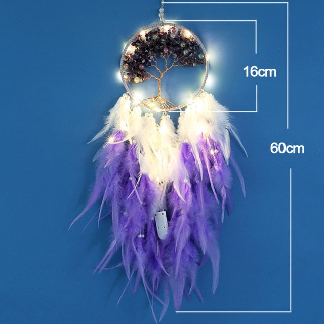 Dream Catcher  With Or Without Light Creative Natural Broken Tree Of Life  Feather High-endHome Ornaments Dreamcatcher ome Decor