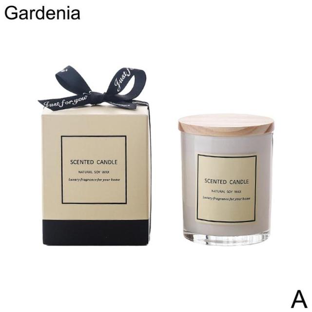 Ribbon Gift Box Soy Wax Aromatherapy Scented Candle Glass Jars 